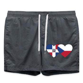 République dominicaine République tchèque Flag Heart - Short de bain - charbon - Devant - AI Model Male 185 light (185cm)
