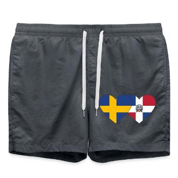 Schweden Dominikanische Republik Flagge Herz - Badeshorts - Anthrazit - Vorne - AI Model Male 185 light (185cm)