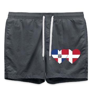 République dominicaine Danemark Flag Heart - Short de bain - charbon - Devant - AI Model Male 185 light (185cm)