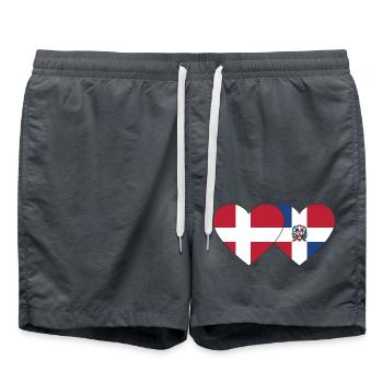 Danemark République dominicaine Flag Heart - Short de bain - charbon - Devant - AI Model Male 185 light (185cm)