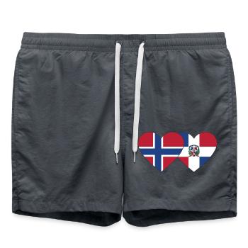 Norvège République dominicaine Flag Heart - Short de bain - charbon - Devant - AI Model Male 185 light (185cm)