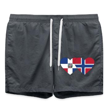 République dominicaine Norvège Flag Heart - Short de bain - charbon - Devant - AI Model Male 185 light (185cm)