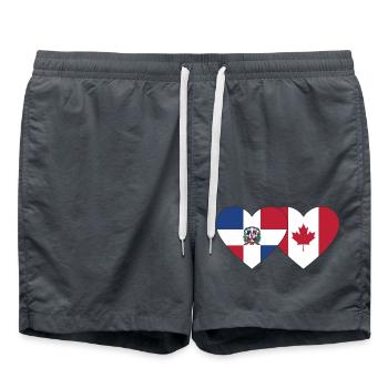 République dominicaine Canada Flag Heart - Short de bain - charbon - Devant - AI Model Male 185 light (185cm)