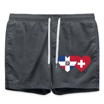 République dominicaine Suisse Flag Heart - Short de bain - charbon - Devant - AI Model Male 185 light (185cm)
