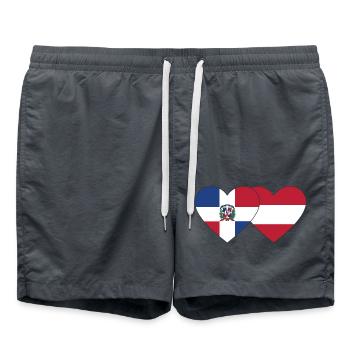 Dominikanische Republik Österreich Flagge Herz - Badeshorts - Anthrazit - Vorne - AI Model Male 185 light (185cm)