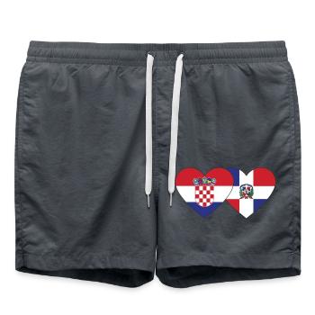 Croatie République dominicaine Flag Heart - Short de bain - charbon - Devant - AI Model Male 185 light (185cm)