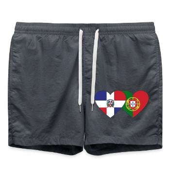 République dominicaine Portugal Flag Heart - Short de bain - charbon - Devant - AI Model Male 185 light (185cm)