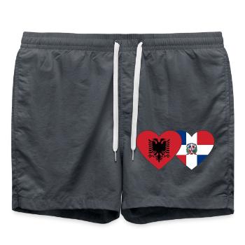Albanie République dominicaine Drapeau Coeur - Short de bain - charbon - Devant - AI Model Male 185 light (185cm)