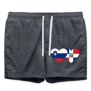 Slovénie République dominicaine Flag Heart - Short de bain - charbon - Devant - AI Model Male 185 light (185cm)
