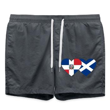 Dominikanische Republik Schottland Flagge Herz - Badeshorts - Anthrazit - Vorne - AI Model Male 185 light (185cm)