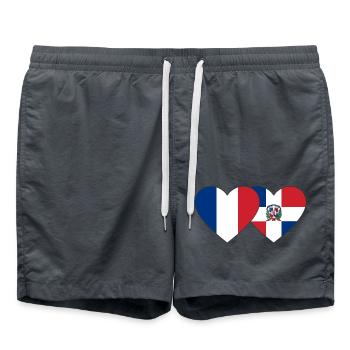 France République Dominicaine Flag Heart - Short de bain - charbon - Devant - AI Model Male 185 light (185cm)