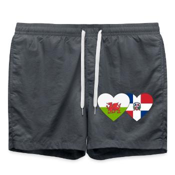 Pays de Galles République dominicaine Flag Heart - Short de bain - charbon - Devant - AI Model Male 185 light (185cm)