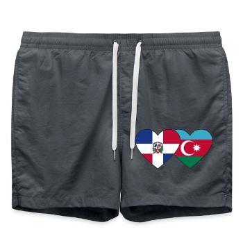République dominicaine Azerbaïdjan Flag Heart - Short de bain - charbon - Devant - AI Model Male 185 light (185cm)