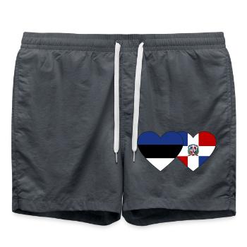 Estonia Dominican Republic Flag Heart - Swim Trunks - anthracite - Front - AI Model Male 185 light (185cm)