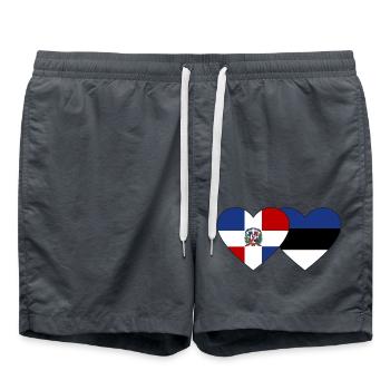 Dominikanische Republik Estland Flagge Herz - Badeshorts - Anthrazit - Vorne - AI Model Male 185 light (185cm)