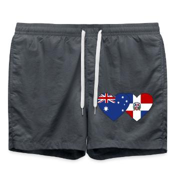 Australie République dominicaine Flag Heart - Short de bain - charbon - Devant - AI Model Male 185 light (185cm)