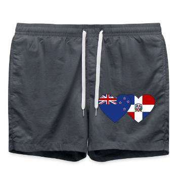Nouvelle-Zélande République dominicaine Flag Heart - Short de bain - charbon - Devant - AI Model Male 185 light (185cm)