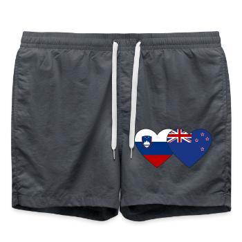 Slowenien Neuseeland Flagge Herz - Badeshorts - Anthrazit - Vorne - AI Model Male 185 light (185cm)