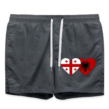 Georgien Albanien Flagge Herz - Badeshorts - Anthrazit - Vorne - AI Model Male 185 light (185cm)