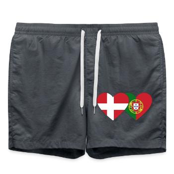 Denmark Portugal Flag Heart - Swim Trunks - anthracite - Front - AI Model Male 185 light (185cm)