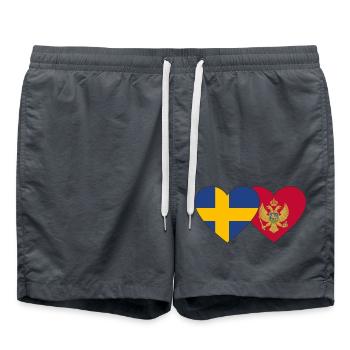 Sweden Montenegro flag - Swim Trunks - anthracite - Front - AI Model Male 185 light (185cm)