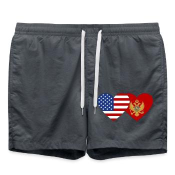 USA Montenegro Flagge - Badeshorts - Anthrazit - Vorne - AI Model Male 185 light (185cm)