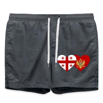 Georgien Montenegro Flagge - Badeshorts - Anthrazit - Vorne - AI Model Male 185 light (185cm)