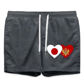 Japan Montenegro Flagge - Badeshorts - Anthrazit - Vorne - AI Model Male 185 light (185cm)