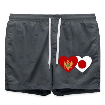 Montenegro Japan Flagge - Badeshorts - Anthrazit - Vorne - AI Model Male 185 light (185cm)