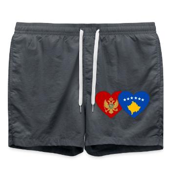 Montenegro Kosovo Flagge - Badeshorts - Anthrazit - Vorne - AI Model Male 185 light (185cm)