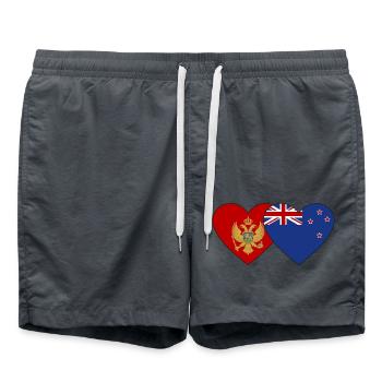 Montenegro Neuseeland Flagge - Badeshorts - Anthrazit - Vorne - AI Model Male 185 light (185cm)