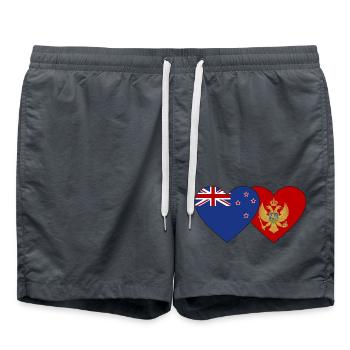 Drapeau du Monténégro néo-zélandais - Short de bain - charbon - Devant - AI Model Male 185 light (185cm)
