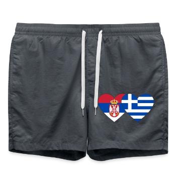 Serbie Grèce Drapeau Coeur - Short de bain - charbon - Devant - AI Model Male 185 light (185cm)