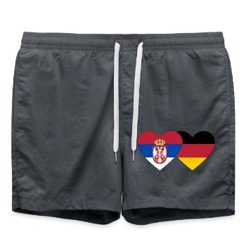 Serbie Allemagne Flag Heart - Short de bain - charbon - Devant - AI Model Male 185 light (185cm)