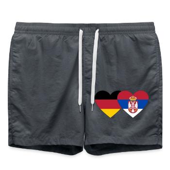 Germany Serbia Flag Heart - Swim Trunks - anthracite - Front - AI Model Male 185 light (185cm)