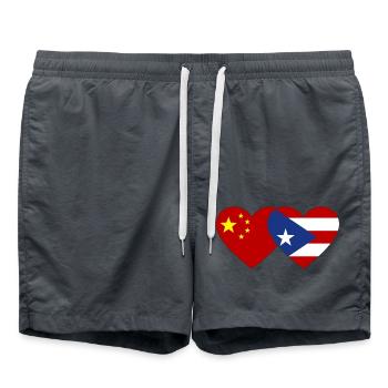 Chine Cuba Drapeau du cœur - Short de bain - charbon - Devant - AI Model Male 185 light (185cm)