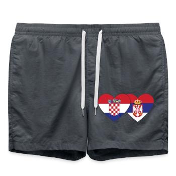 Croatie Serbie Drapeau du Cœur - Short de bain - charbon - Devant - AI Model Male 185 light (185cm)