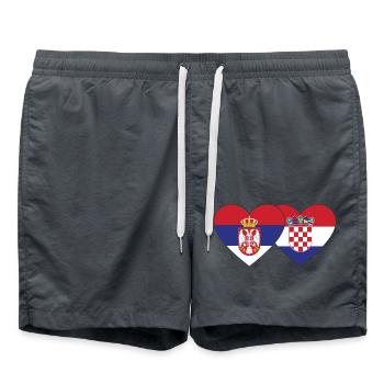 Serbie Croatie Drapeau du cœur - Short de bain - charbon - Devant - AI Model Male 185 light (185cm)