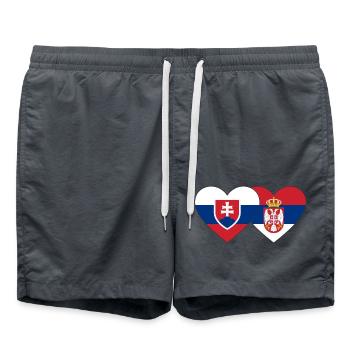 Slovaquie Serbie Drapeau du Cœur - Short de bain - charbon - Devant - AI Model Male 185 light (185cm)