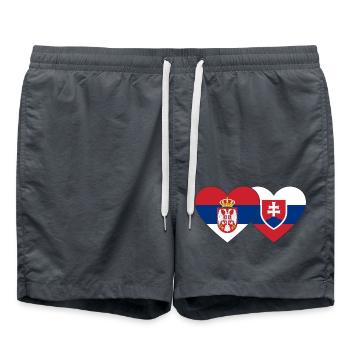 Serbie Slovaquie Drapeau du Cœur - Short de bain - charbon - Devant - AI Model Male 185 light (185cm)