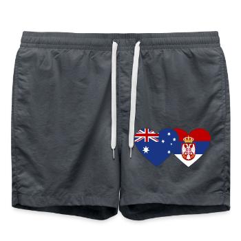 Australie Serbie Drapeau du cœur - Short de bain - charbon - Devant - AI Model Male 185 light (185cm)