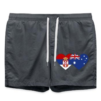 Serbie Australie Drapeau du cœur - Short de bain - charbon - Devant - AI Model Male 185 light (185cm)