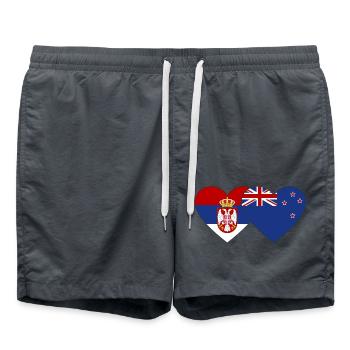 Serbien Neuseeland Herz Flagge - Badeshorts - Anthrazit - Vorne - AI Model Male 185 light (185cm)