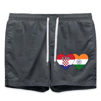 Kroatien Indien Flagge Herz - Badeshorts - Anthrazit - Vorne - AI Model Male 185 light (185cm)