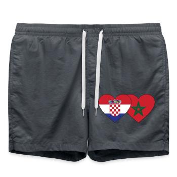 Kroatien Marokko Flagge Herz - Badeshorts - Anthrazit - Vorne - AI Model Male 185 light (185cm)