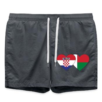 Croatia Madagascar flag heart - Swim Trunks - anthracite - Front - AI Model Male 185 light (185cm)