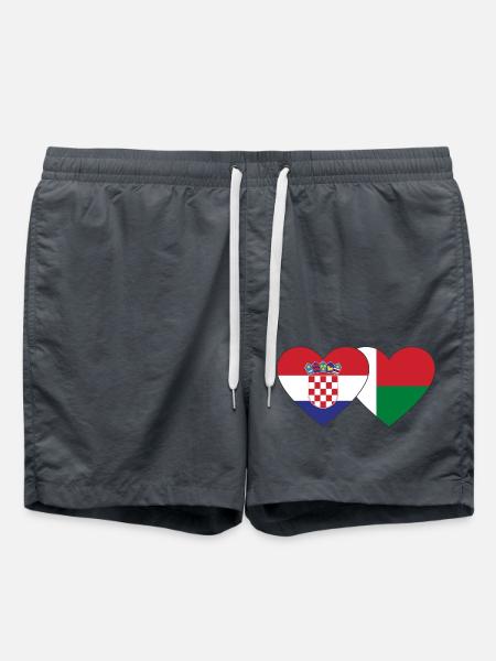 Croatie Madagascar drapeau coeur - Short de bain - charbon