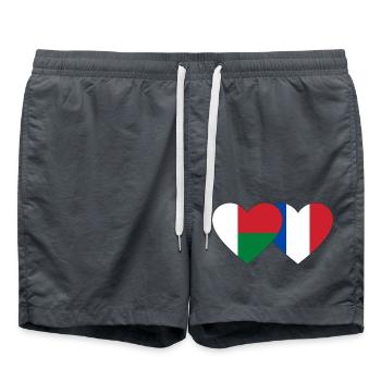 Madagascar France Flag Heart - Swim Trunks - anthracite - Front - AI Model Male 185 light (185cm)