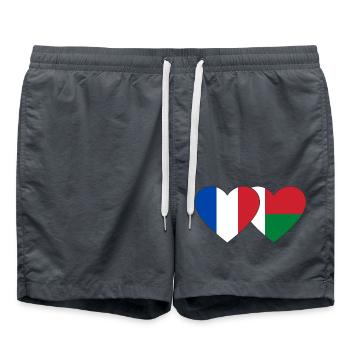 France Madagascar flag heart - Swim Trunks - anthracite - Front - AI Model Male 185 light (185cm)