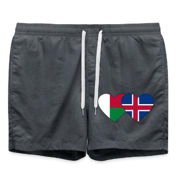 Madagascar Iceland Flag Heart - Swim Trunks - anthracite - Front - AI Model Male 185 light (185cm)